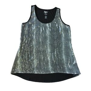 Wrangler Sequin Tank Top Women M 8 10 Sheer Sleeveless Western Rodeo Cowgirl